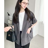 リネンタッチ半袖ダブルテーラージャケット | moment+ | 詳細画像8