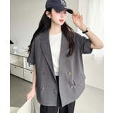 リネンタッチ半袖ダブルテーラージャケット | moment+ | 詳細画像9