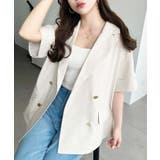 ナチュラル | リネンタッチ半袖ダブルテーラージャケット | moment+