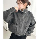 ブラック | デニムショートブルゾン ヘビーウエイト | moment+