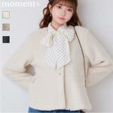 \HIMEKAさん着用☆/ノーカラーリングボアペプラムジャケット | moment+ | 詳細画像1