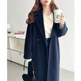ネイビー | ＼冬の王道ロングコート◎／サイドスリットロングチェスターコートニットメルトン | moment+