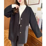 ニットメルトンノーカラーミドルコート | moment+ | 詳細画像17