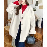 ニットメルトンノーカラーミドルコート | moment+ | 詳細画像2