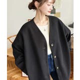 ニットメルトンノーカラーミドルコート | moment+ | 詳細画像21