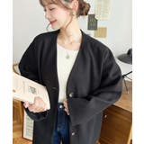 ニットメルトンノーカラーミドルコート | moment+ | 詳細画像23