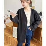 ニットメルトンノーカラーミドルコート | moment+ | 詳細画像24