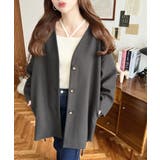 ニットメルトンノーカラーミドルコート | moment+ | 詳細画像27