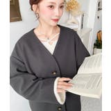 ニットメルトンノーカラーミドルコート | moment+ | 詳細画像28