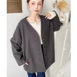 ニットメルトンノーカラーミドルコート | moment+ | 詳細画像29