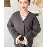 ニットメルトンノーカラーミドルコート | moment+ | 詳細画像30