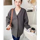 ニットメルトンノーカラーミドルコート | moment+ | 詳細画像31