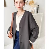 ニットメルトンノーカラーミドルコート | moment+ | 詳細画像32