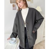 ニットメルトンノーカラーミドルコート | moment+ | 詳細画像34