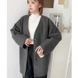 ニットメルトンノーカラーミドルコート | moment+ | 詳細画像36