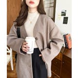 ニットメルトンノーカラーミドルコート | moment+ | 詳細画像37