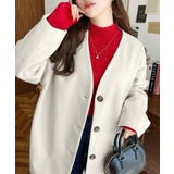 ニットメルトンノーカラーミドルコート | moment+ | 詳細画像4