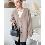 ニットメルトンノーカラーミドルコート | moment+ | 詳細画像40