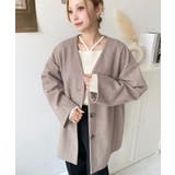 ニットメルトンノーカラーミドルコート | moment+ | 詳細画像41