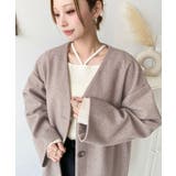 ニットメルトンノーカラーミドルコート | moment+ | 詳細画像43