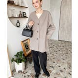 ニットメルトンノーカラーミドルコート | moment+ | 詳細画像45