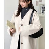 ニットメルトンノーカラーミドルコート | moment+ | 詳細画像5