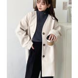 ニットメルトンノーカラーミドルコート | moment+ | 詳細画像7