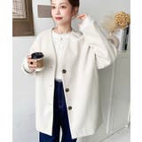 ニットメルトンノーカラーミドルコート | moment+ | 詳細画像9