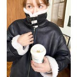 フェイクレザー×ボアフェイクムートンフライトジャケットブルゾン | moment+ | 詳細画像14 