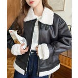 フェイクレザー×ボアフェイクムートンフライトジャケットブルゾン | moment+ | 詳細画像2 