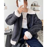 フェイクレザー×ボアフェイクムートンフライトジャケットブルゾン | moment+ | 詳細画像15 