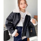 フェイクレザー×ボアフェイクムートンフライトジャケットブルゾン | moment+ | 詳細画像16 