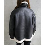 フェイクレザー×ボアフェイクムートンフライトジャケットブルゾン | moment+ | 詳細画像17 