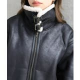 フェイクレザー×ボアフェイクムートンフライトジャケットブルゾン | moment+ | 詳細画像19 