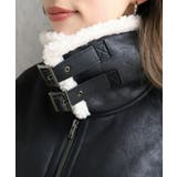 フェイクレザー×ボアフェイクムートンフライトジャケットブルゾン | moment+ | 詳細画像20 