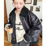 フェイクレザー×ボアフェイクムートンフライトジャケットブルゾン | moment+ | 詳細画像24 