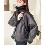 フェイクレザー×ボアフェイクムートンフライトジャケットブルゾン | moment+ | 詳細画像25 
