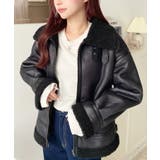 フェイクレザー×ボアフェイクムートンフライトジャケットブルゾン | moment+ | 詳細画像26 