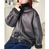 フェイクレザー×ボアフェイクムートンフライトジャケットブルゾン | moment+ | 詳細画像29 