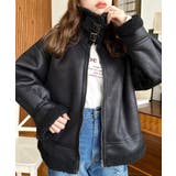 フェイクレザー×ボアフェイクムートンフライトジャケットブルゾン | moment+ | 詳細画像30 