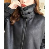 フェイクレザー×ボアフェイクムートンフライトジャケットブルゾン | moment+ | 詳細画像33 