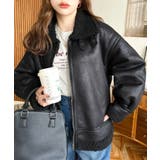 フェイクレザー×ボアフェイクムートンフライトジャケットブルゾン | moment+ | 詳細画像34 