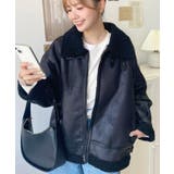 フェイクレザー×ボアフェイクムートンフライトジャケットブルゾン | moment+ | 詳細画像36 