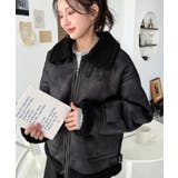 フェイクレザー×ボアフェイクムートンフライトジャケットブルゾン | moment+ | 詳細画像39 