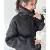 フェイクレザー×ボアフェイクムートンフライトジャケットブルゾン | moment+ | 詳細画像40 
