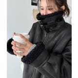 フェイクレザー×ボアフェイクムートンフライトジャケットブルゾン | moment+ | 詳細画像41 