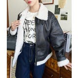 フェイクレザー×ボアフェイクムートンフライトジャケットブルゾン | moment+ | 詳細画像6 