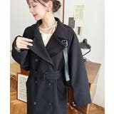 2WAYカラーアレンジロングトレンチコートニットメルトン | moment+ | 詳細画像2