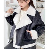 フェイクレザー×ボアフェイクムートンライダースジャケットブルゾン | moment+ | 詳細画像12 