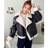 フェイクレザー×ボアフェイクムートンライダースジャケットブルゾン | moment+ | 詳細画像14 